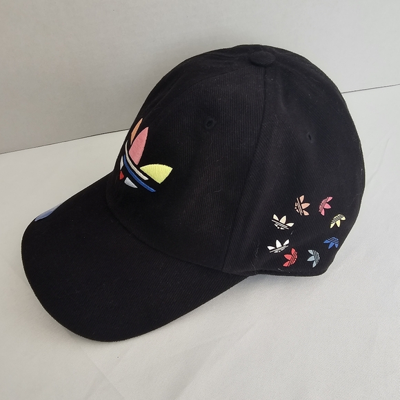adidas Originals Black Multicolor Trefoil Strapback Hat Adjustable One Size - Picture 4 of 8